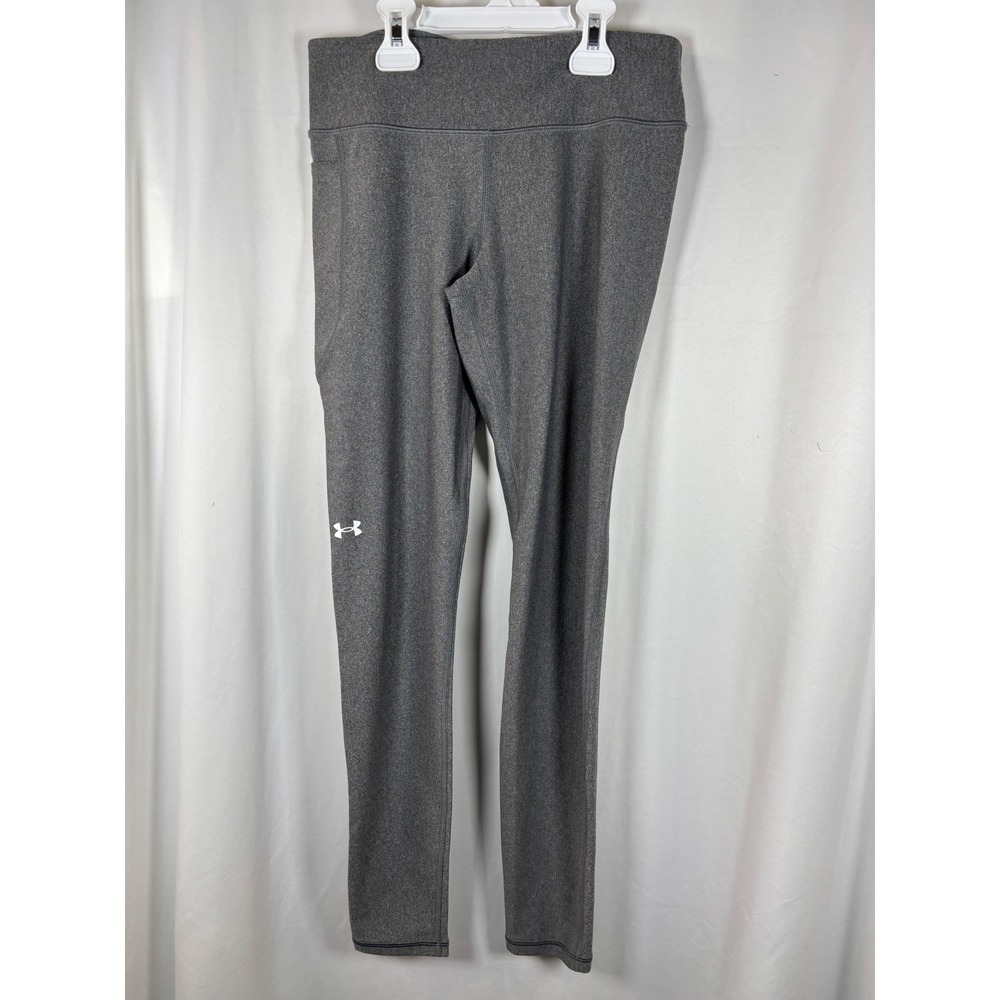 Under Armour HeatGear Compression Leggings Gray Heather Side Pocket Womens MD